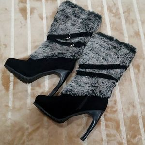 Boston Proper Faux Fur and Suede Boots